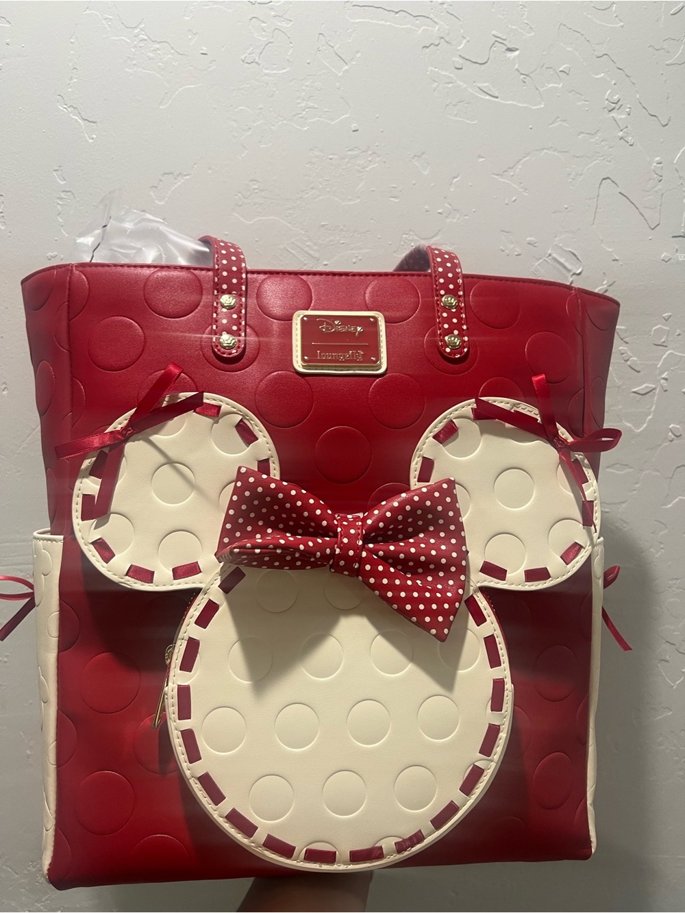 Loungefly Red & Cream Minnie Mouse Polka Dot Tote